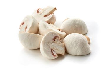 Champignons, close-up, isolated on white background.