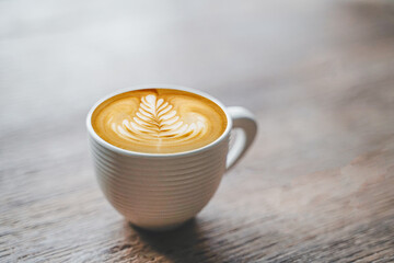 hot latte coffee put on table in cafe restaurant, drink breakfast in the morning day