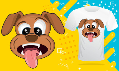 Dog head cartoon mascot design - T Shirt vector design. Anyone can use This Design Easily.