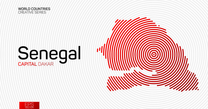 Abstract map of Senegal with red circle lines