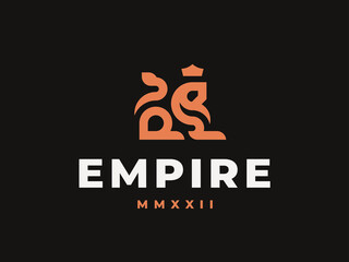 Lion modern logo. King heraldic emblem design editable for your business. Vector illustration.