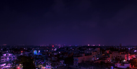 Night time skyline of city