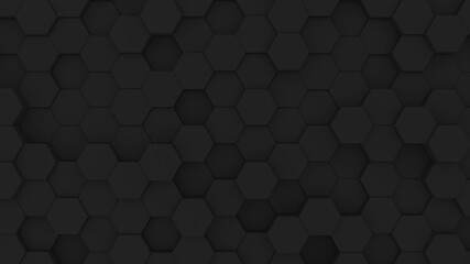 Abstract geometric black background with hexagons