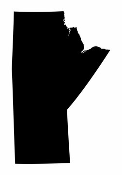 recommend clip art: The Manitoba province dark silhouette map isolated on white background, Canada