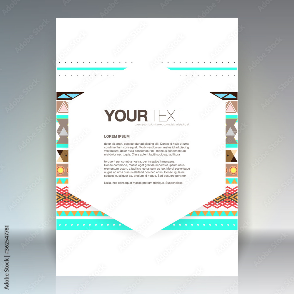 Poster abstract colorful pattern flyer design with a hexagon shape text box eps 10 stock vector illustratio