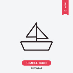 Sail boat icon vector. Yacht sign
