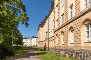 Fototapeta premium Residential building on island in front of Helsinki, Finland