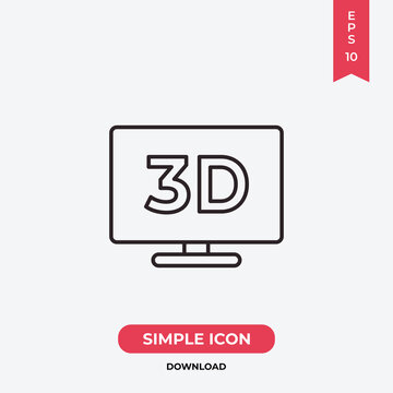 3D TV icon vector. Television sign