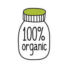100% organic. The inscription on the bottle.