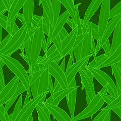 Vector seamless pattern with green leaves. Ecologic style. For textiles, fabrics, covers, wallpapers, print, wrapping gift