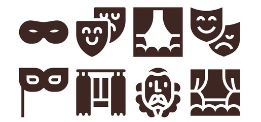 Modern Simple Set of drama Vector filled Icons