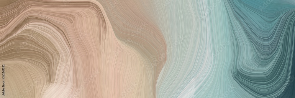 Poster inconspicuous header with elegant abstract waves illustration with dark gray, teal blue and light sl