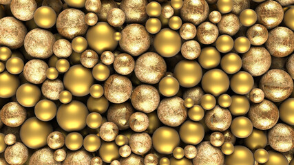 Background with Golden balls 3d