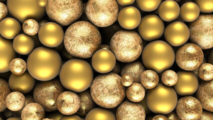 Background with Golden balls 3d