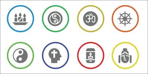 Modern Simple Set of spiritual Vector filled Icons