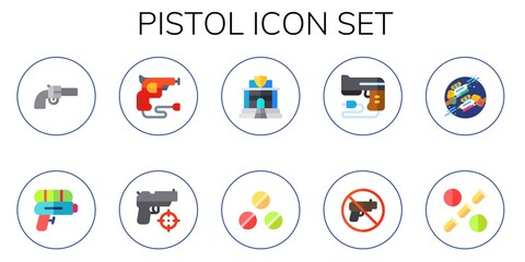 Modern Simple Set of pistol Vector flat Icons