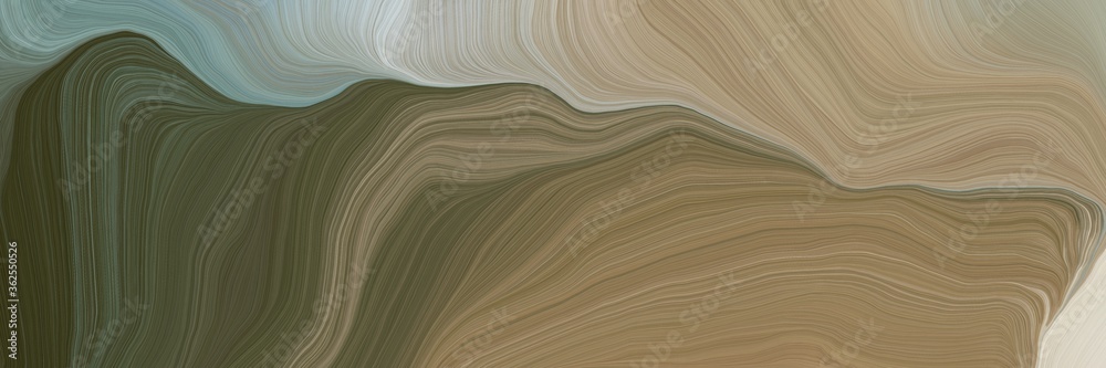 Poster inconspicuous colorful elegant curvy swirl waves background design with pastel brown, dark olive gre