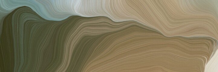 inconspicuous colorful elegant curvy swirl waves background design with pastel brown, dark olive green and silver color