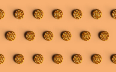 Biscuit Concept. Biscuit pattern isolated on pastel background.