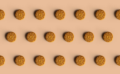 Biscuit Concept. Biscuit pattern isolated on pastel background.