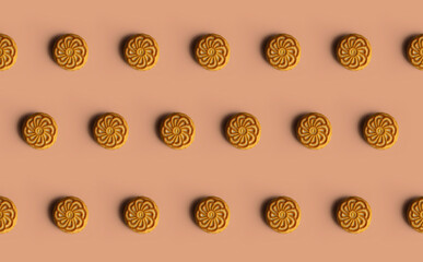 Biscuit Concept. Biscuit pattern isolated on pastel background.