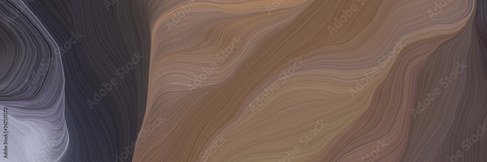 Poster inconspicuous header with elegant abstract waves design with pastel brown, very dark blue and dark g