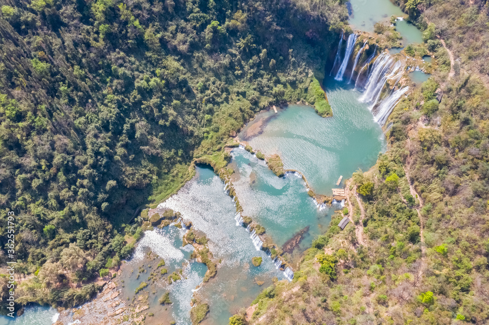 Sticker aerial view of nine dragon waterfall