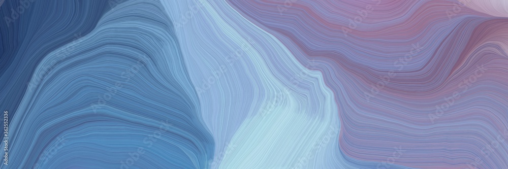 Poster inconspicuous header with colorful abstract waves illustration with light slate gray, light blue and dark slate blue color