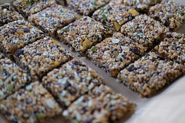 mixed cereal seed in cereal granula muesli bar