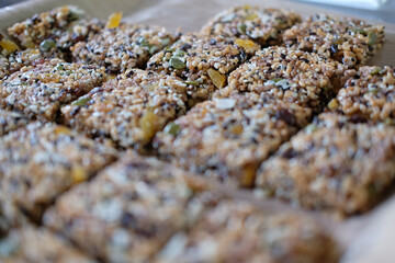 mixed cereal seed in cereal granula muesli bar