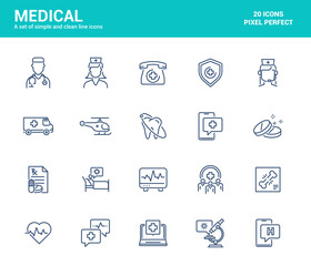 Fototapeta premium Flat line icons design - Medical