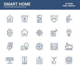 Flat line icons design - Smart Home