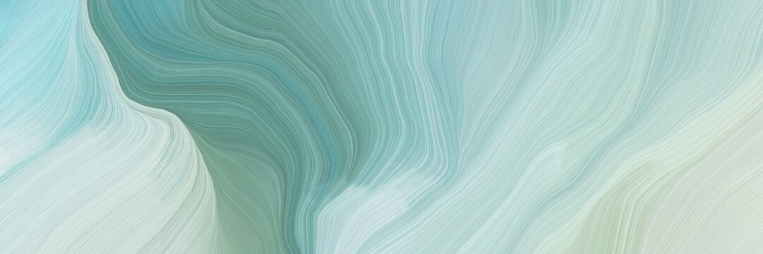 unobtrusive banner with colorful elegant curvy swirl waves background illustration with pastel blue, cadet blue and medium aqua marine color