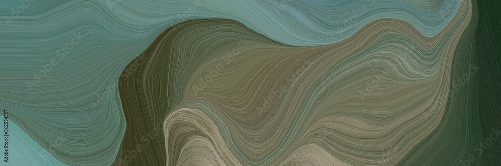 Poster unobtrusive colorful smooth swirl waves background design with dim gray, very dark green and light s