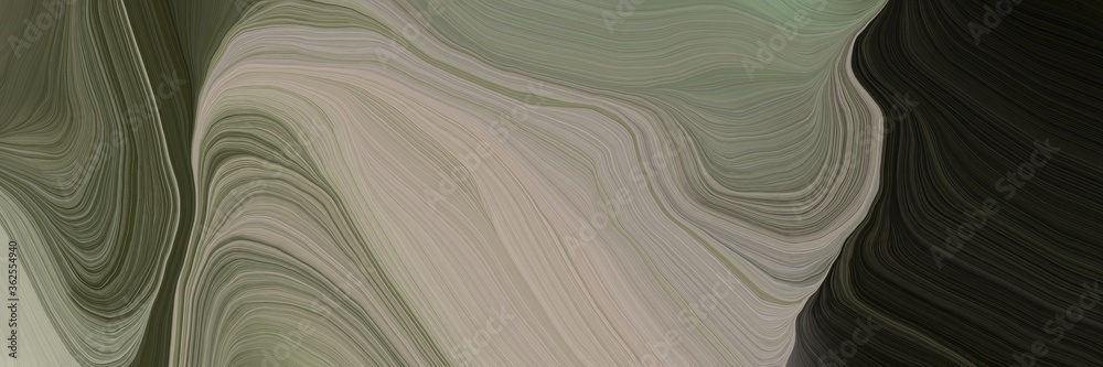 Aufkleber inconspicuous header with elegant smooth swirl waves background design with gray gray, very dark green and dark olive green color