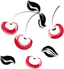 Berry cherry brushes vector image