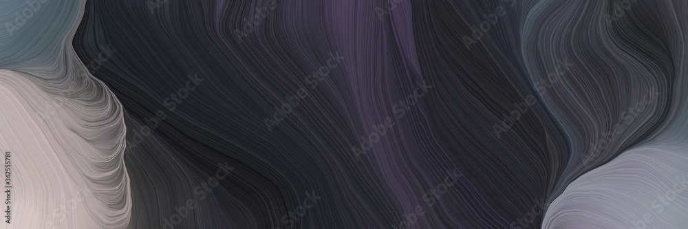 Poster inconspicuous banner with colorful modern soft curvy waves background design with very dark blue, dark gray and light slate gray color