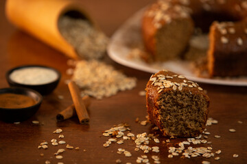 healthy food. slice of Brazilian natural yogurt cake