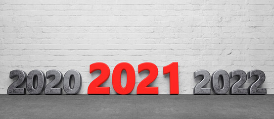 abstract happy near year 2021 symbol - 3D Illustration