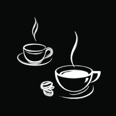 coffee, label, badge, cup of coffee, coffee beans, vector