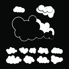 Set of clouds on a black background, vector illustration