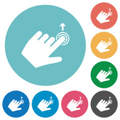 Left handed slide up gesture flat round icons