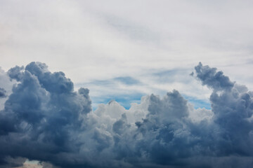 Powerful stormy cumulus thunderclouds in the sky.