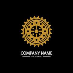 Gear vector logo isolated on a black background. Icon silhouette design template. Simple symbol concept in flat style. Abstract sign  pictogram for web  mobile and infographics.