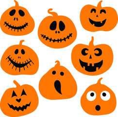 Halloween face, flat, vector illustration