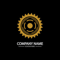 Gear vector logo isolated on a black background. Icon silhouette design template. Simple symbol concept in flat style. Abstract sign  pictogram for web  mobile and infographics.