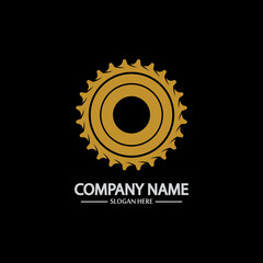 Gear vector logo isolated on a black background. Icon silhouette design template. Simple symbol concept in flat style. Abstract sign  pictogram for web  mobile and infographics.