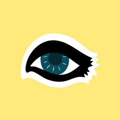 Occult eye symbol in Doodle style isolated on a white background. A sign that protects you from the evil eye or danger. Amulet eye for good luck. Sticker or poster. Vector illustration.