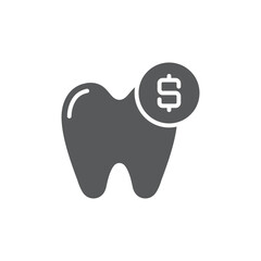 Tooth and dollar vector icon symbol isolated on white background