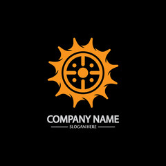 Gear vector logo isolated on a black background. Icon silhouette design template. Simple symbol concept in flat style. Abstract sign  pictogram for web  mobile and infographics.